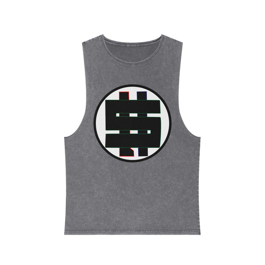 Unisex Stonewash Tank Top with Graphic Logo, Casual Summer Wear, Beach Day Essential, Gift for Him or Her, Versatile Activewear, [...]